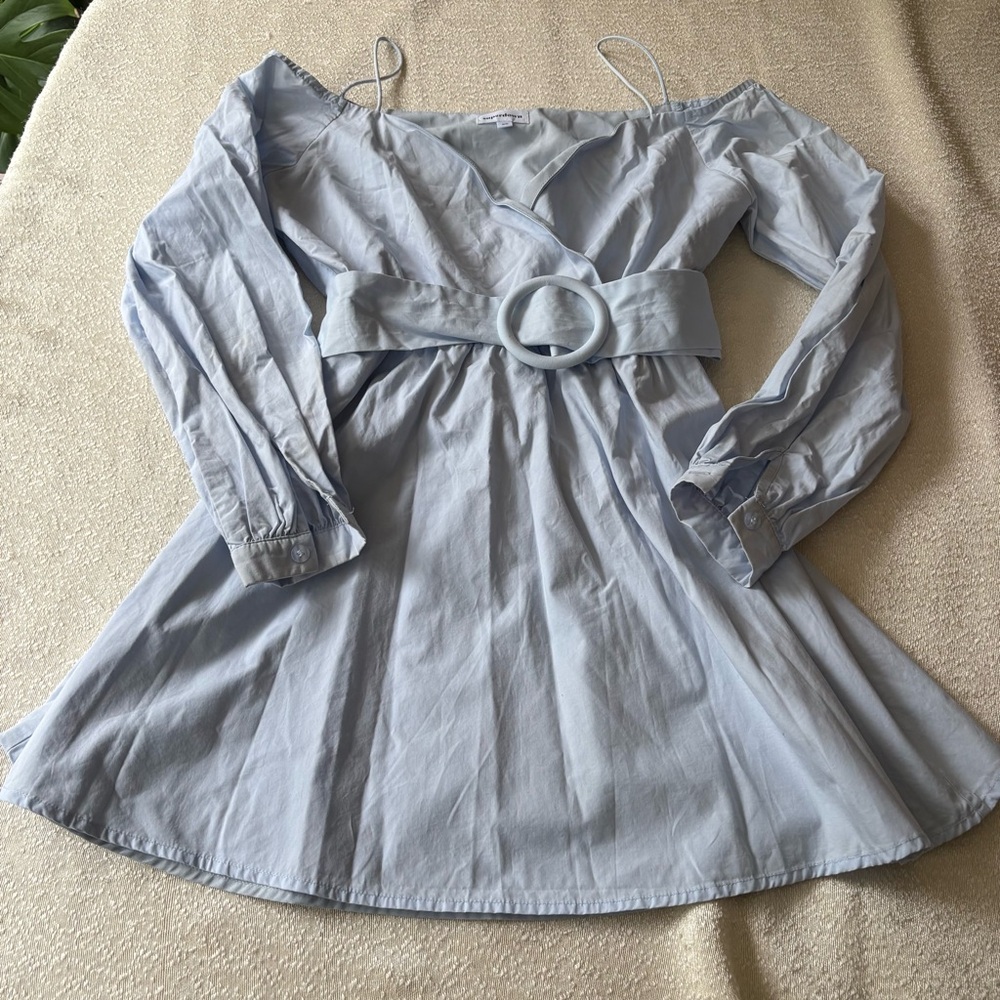 Superdown Sky Blue Belted Dress